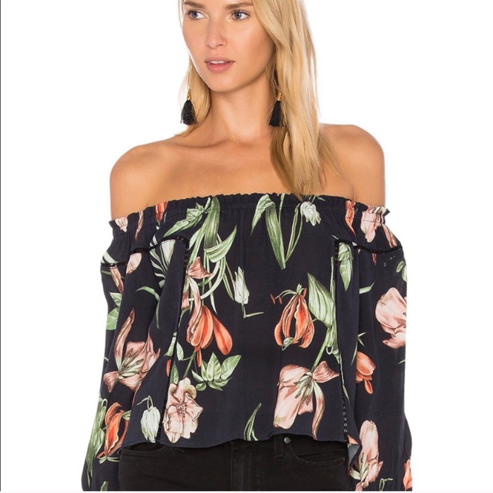 ASTR The Label Chavelle Floral Off Shoulder Top S